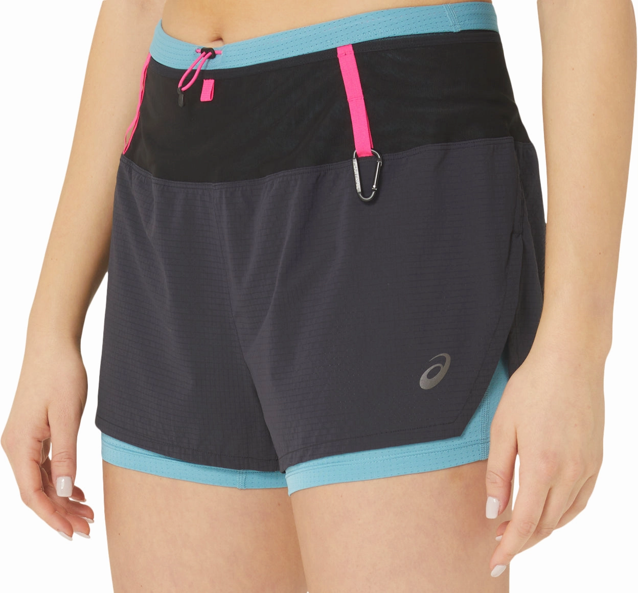 Asics FujiTrail 2 In 1 Womens Running Shorts - Black Reflective details On The Go