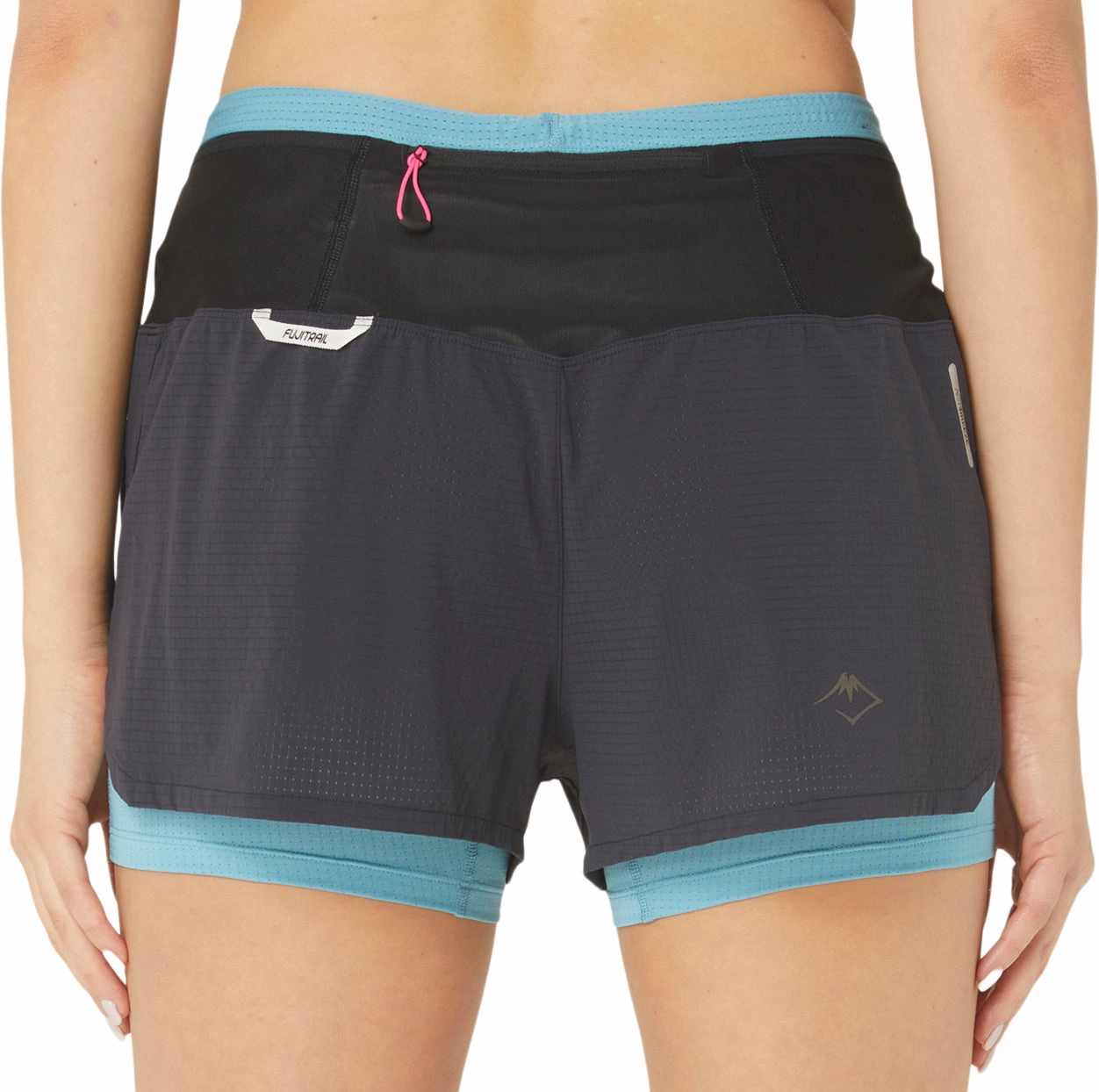 desert style custom-made Asics FujiTrail 2 In 1 Womens Running Shorts - Black