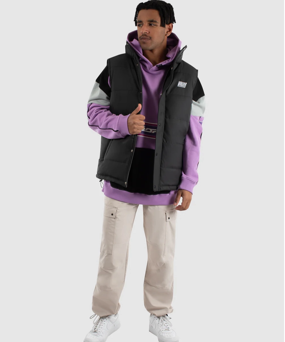 WNDRR Italic Puffer Vest (Black) Airflow Mesh Panels Wild Mood