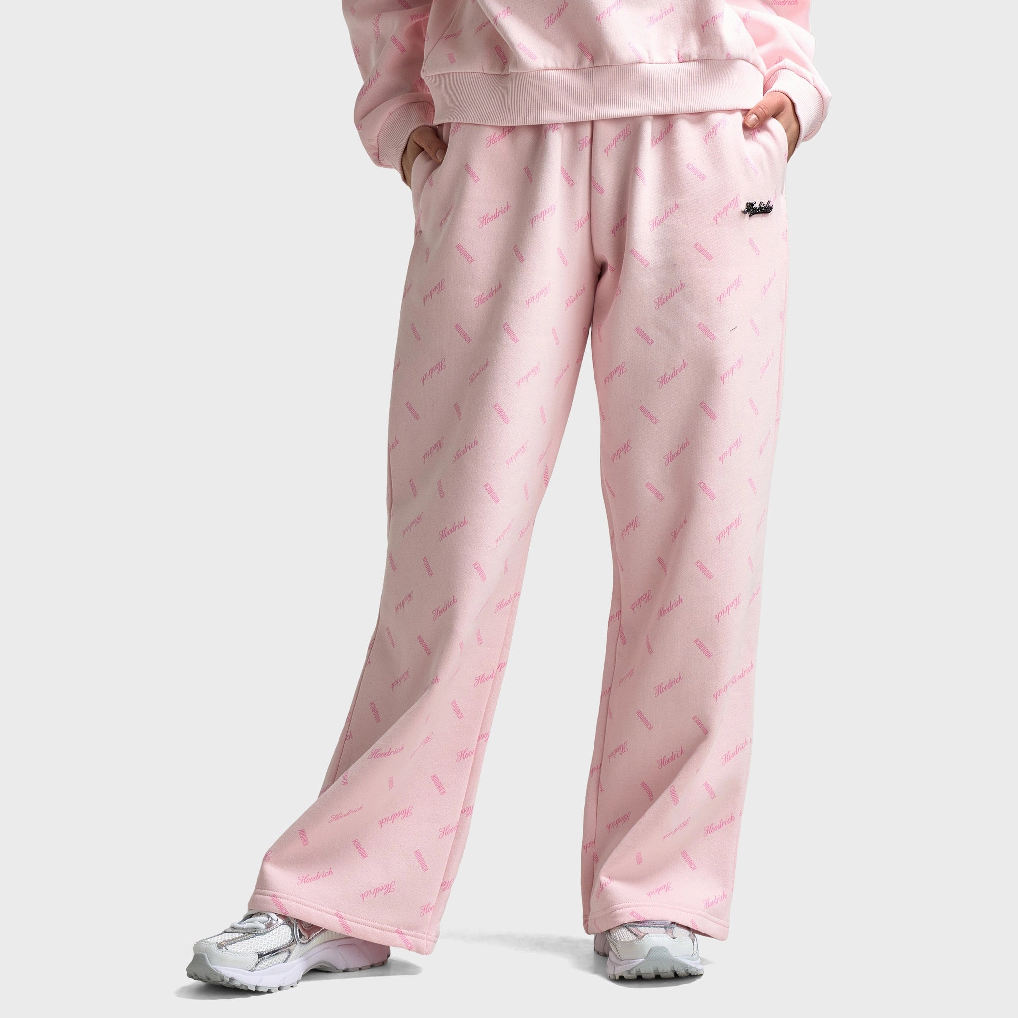 Hoodrich Women's Flock Oversized Wide Leg Joggers Pink A Boo / Silver Plane Mood Office Glam