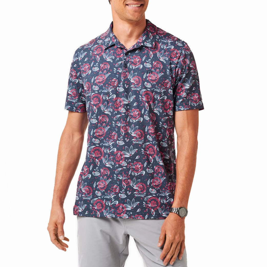 Holiday Outfit Travis Mathew Featherweight Flourish Polo Golf Shirt - Mood Indigo/Vintage Indigo