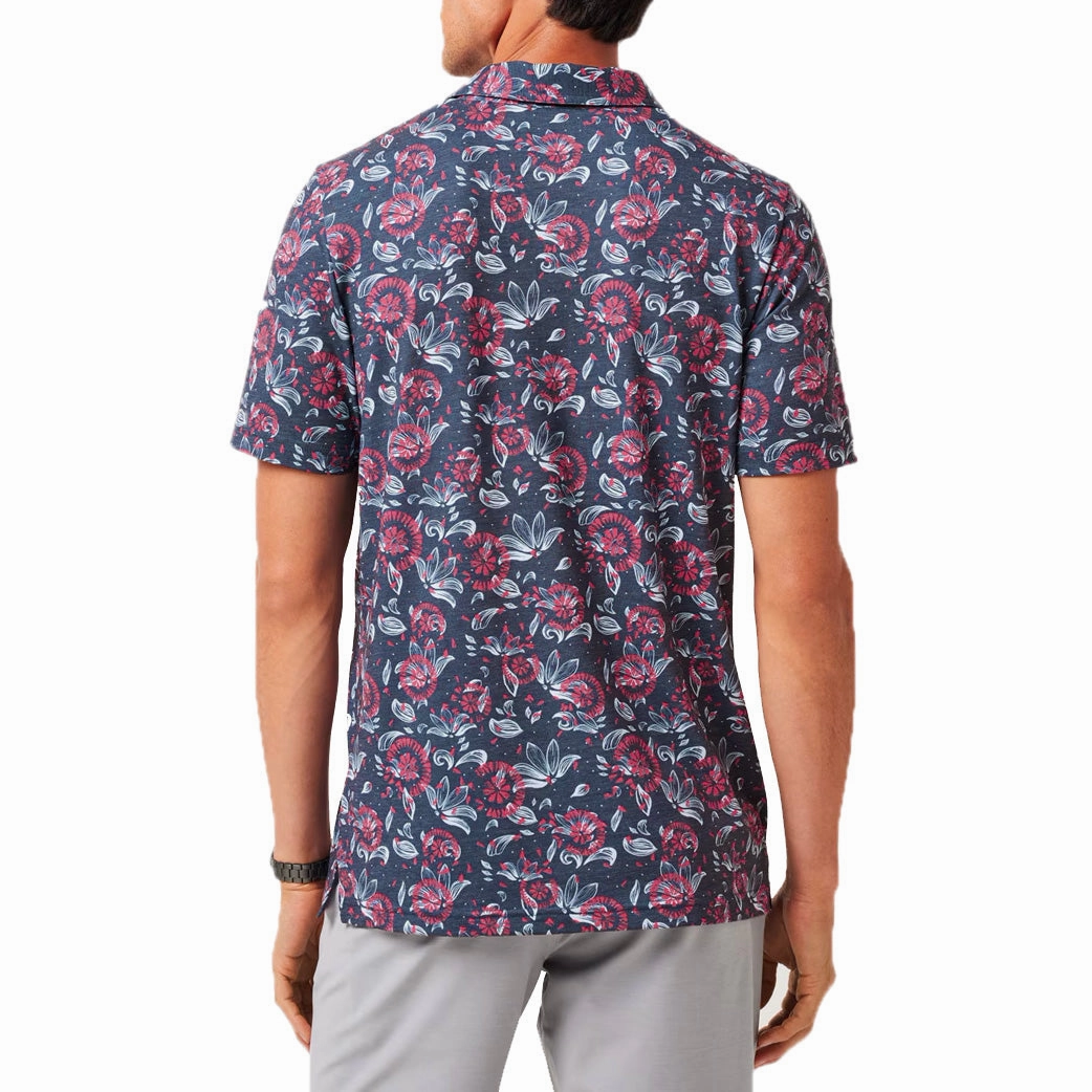Travis Mathew Featherweight Flourish Polo Golf Shirt - Mood Indigo/Vintage Indigo Athletic Fit Comfort Fit