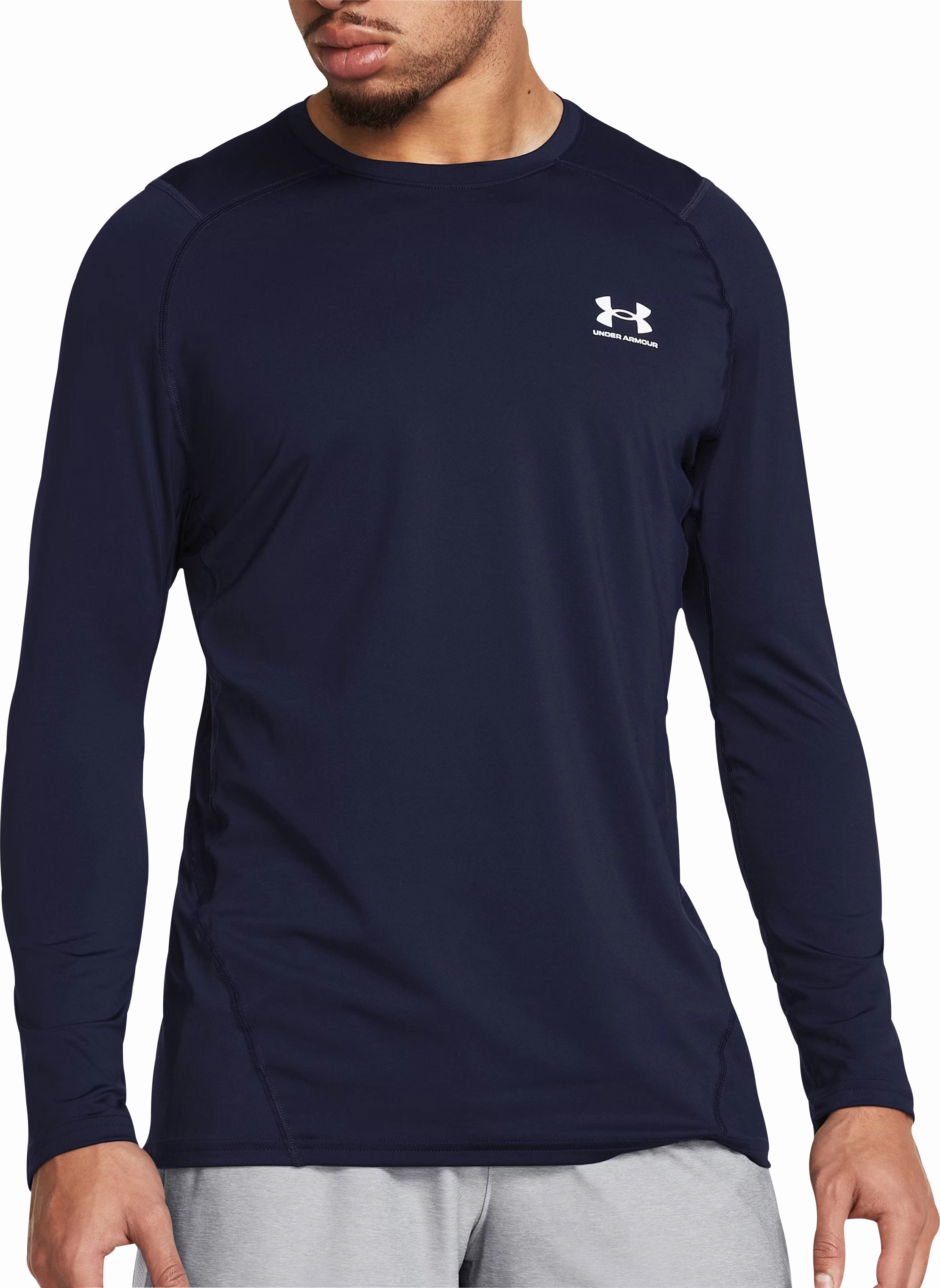 Smooth Finish Under Armour HeatGear Fitted Long Sleeve Mens Running Top - Blue
