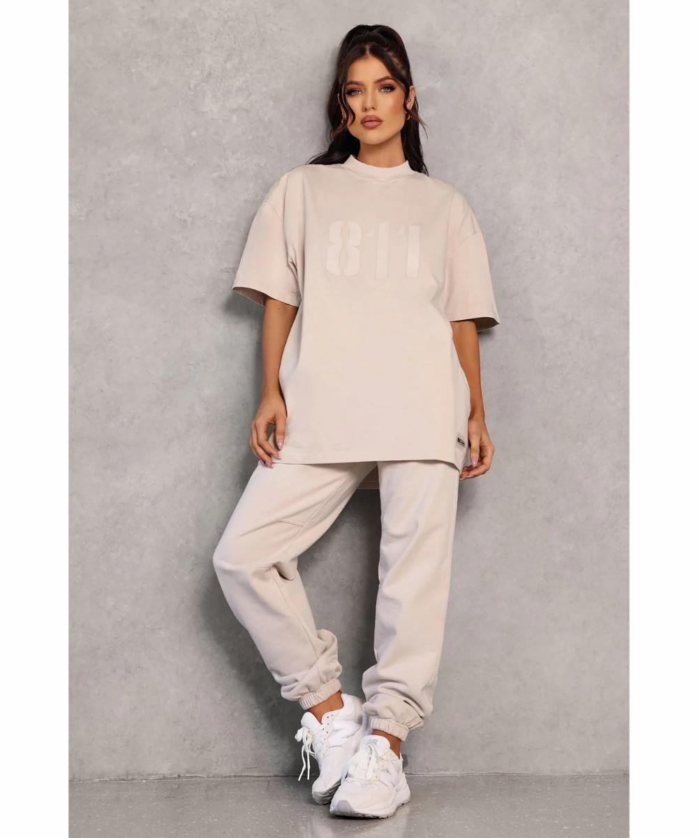 811 Originals Unisex Signature Big Logo Tee (Beige) AntiPillingCloth Craft Core