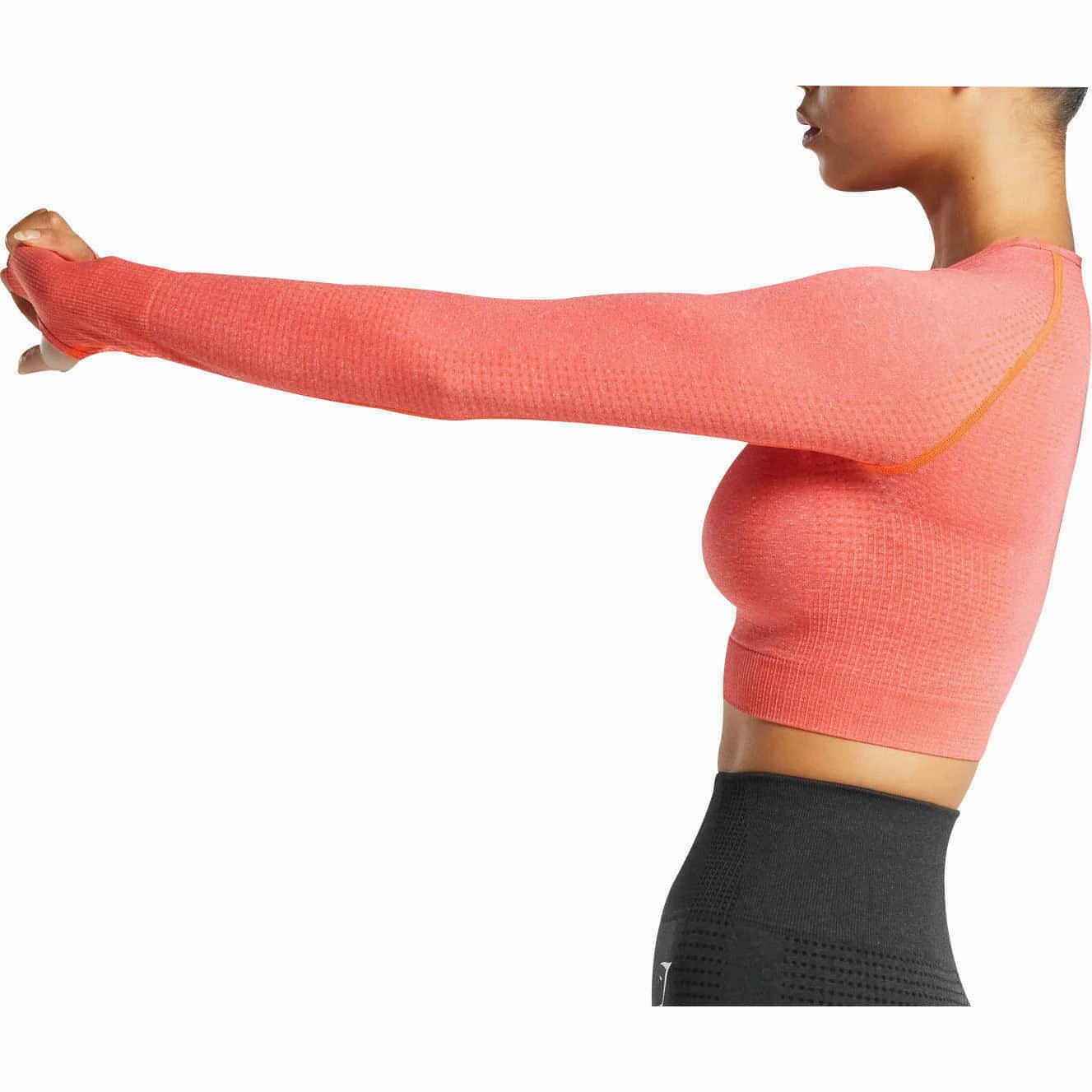 MatteFinishTexture Flexible Waistline Gymshark Vital Seamless 2.0 Crop Long Sleeve Womens Training Top - Pink