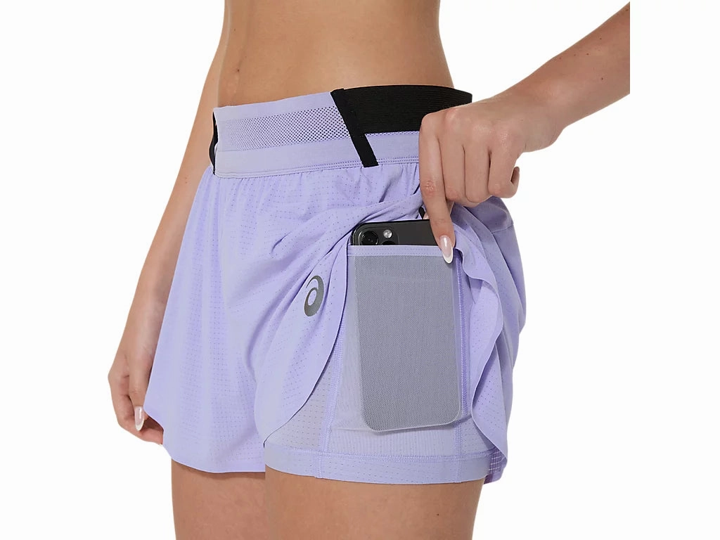 Temperature Regulating Tech Rubberized Waist Grip Women??s Metarun Split-Short