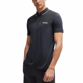 Breathable Knitwear Bound Seam Finish BOSS Philix Slim Fit Golf Shirt - Charcoal