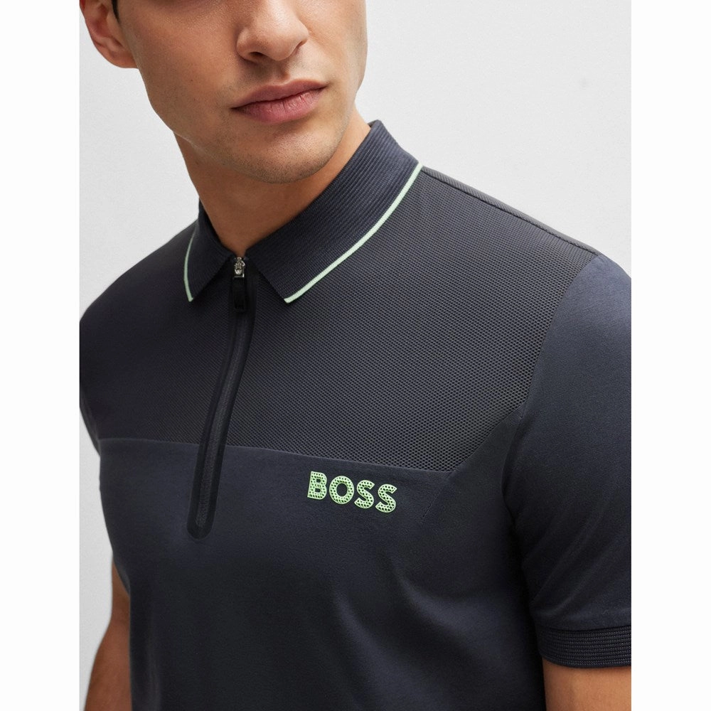 MoistureManagement System Short Sleeve BOSS Philix Slim Fit Golf Shirt - Charcoal