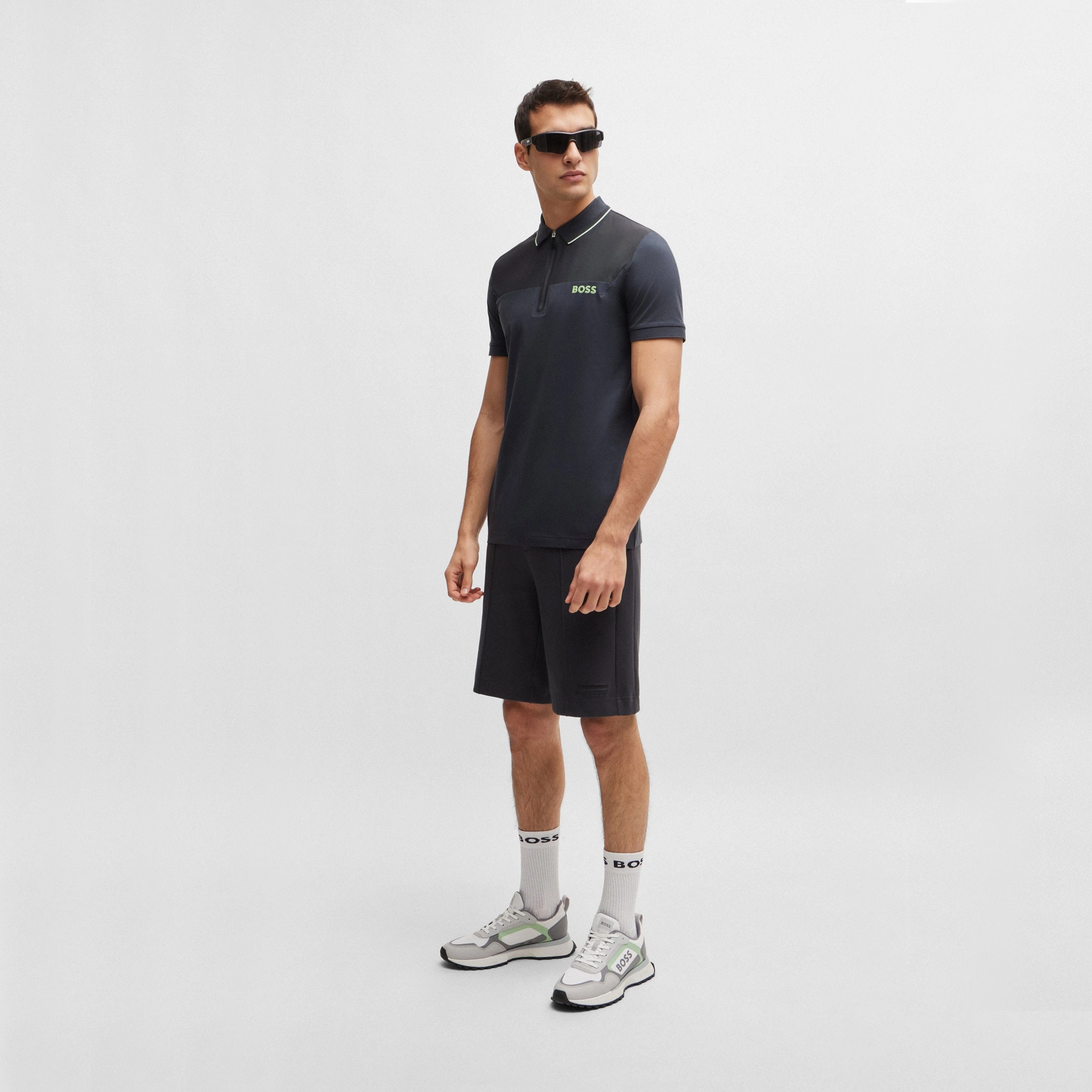 Breathable Stretch Summer Staple BOSS Philix Slim Fit Golf Shirt - Charcoal