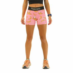 ChicknLegs 3" Compression Shorts Pink Bananas hiking clothes