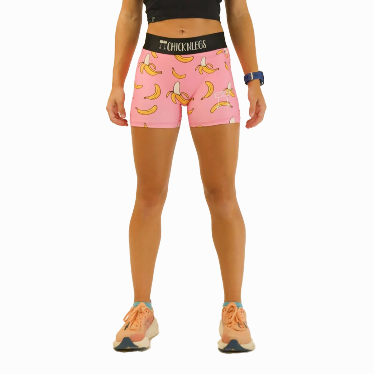 ChicknLegs 3" Compression Shorts Pink Bananas hiking clothes