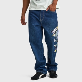 Stainless Steel Ed Hardy Skull Heart Baggy Jeans / Indigo