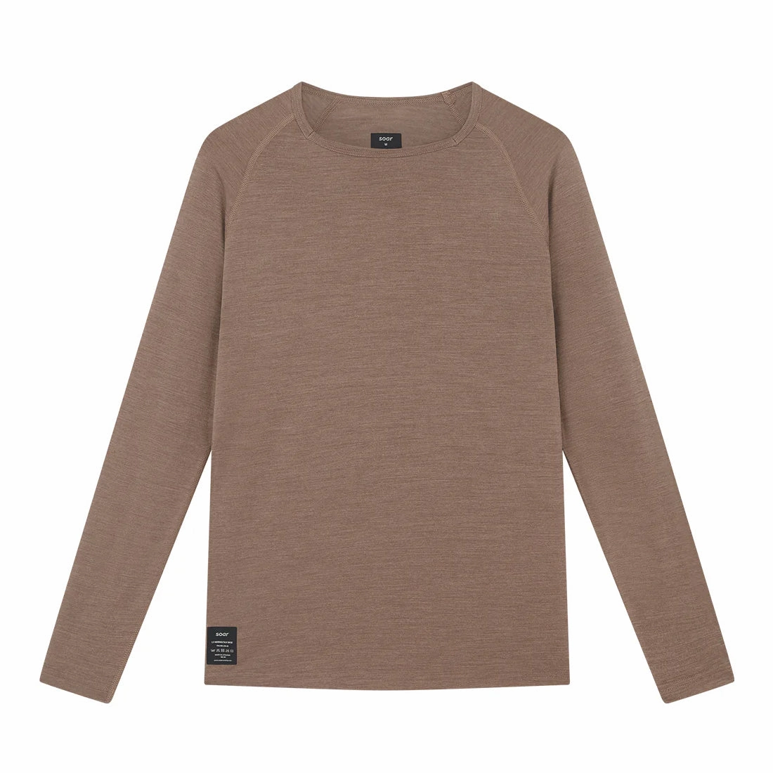 Soar Men's Merino Silk Base Layer Deep Taupe TaglessNeckline