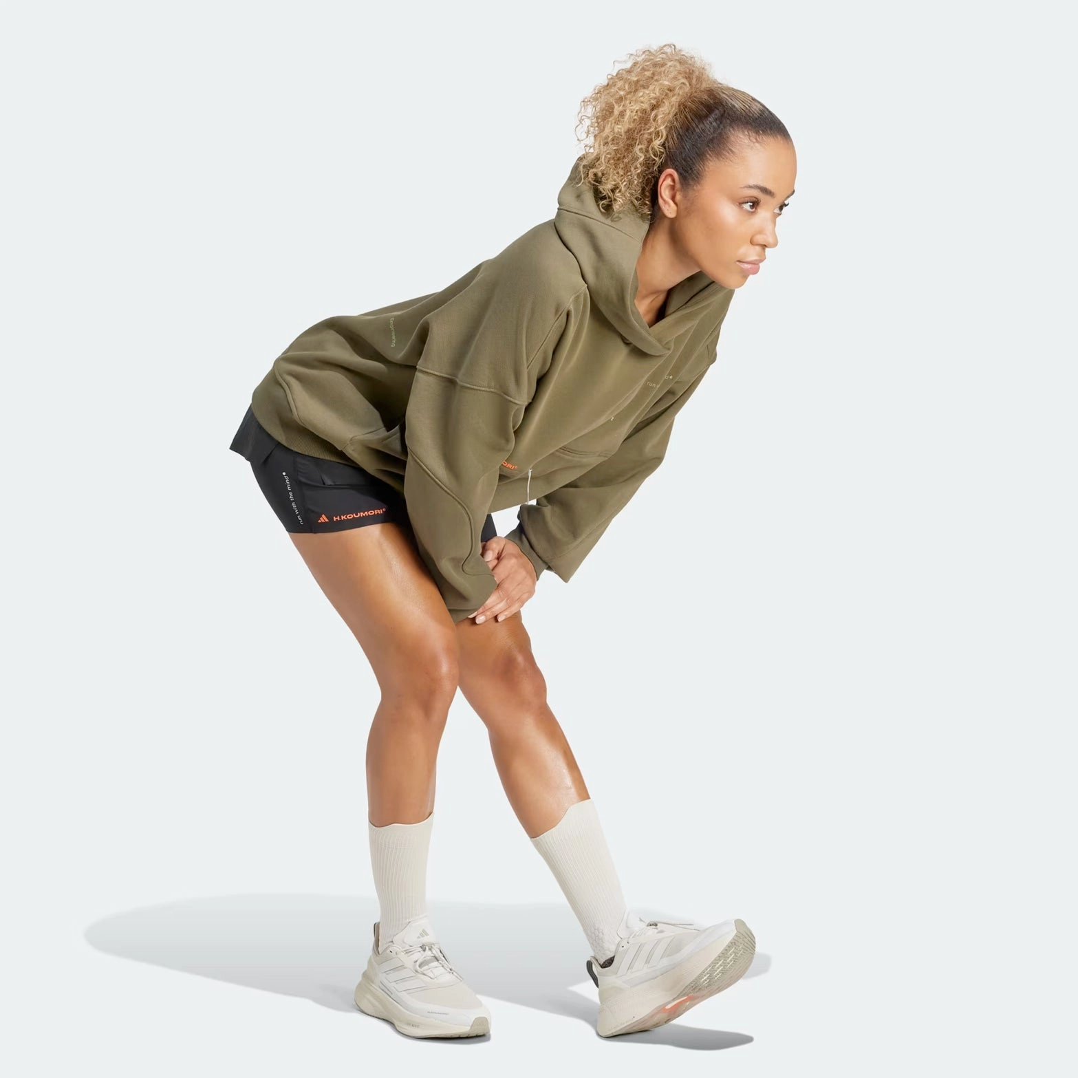 Women's Adi365 H.Koumori Running 2 in 1 Shorts Black ShrinkageFree Fabric Gentle Breeze