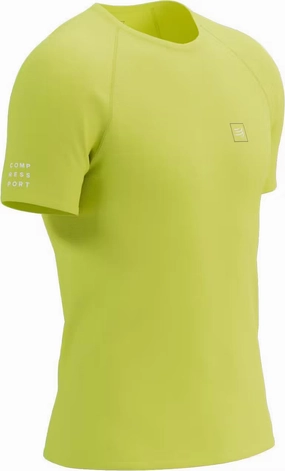 Printed design Comfortable And Trendy Compressport Training Short Sleeve Mens Running Top - Yellow