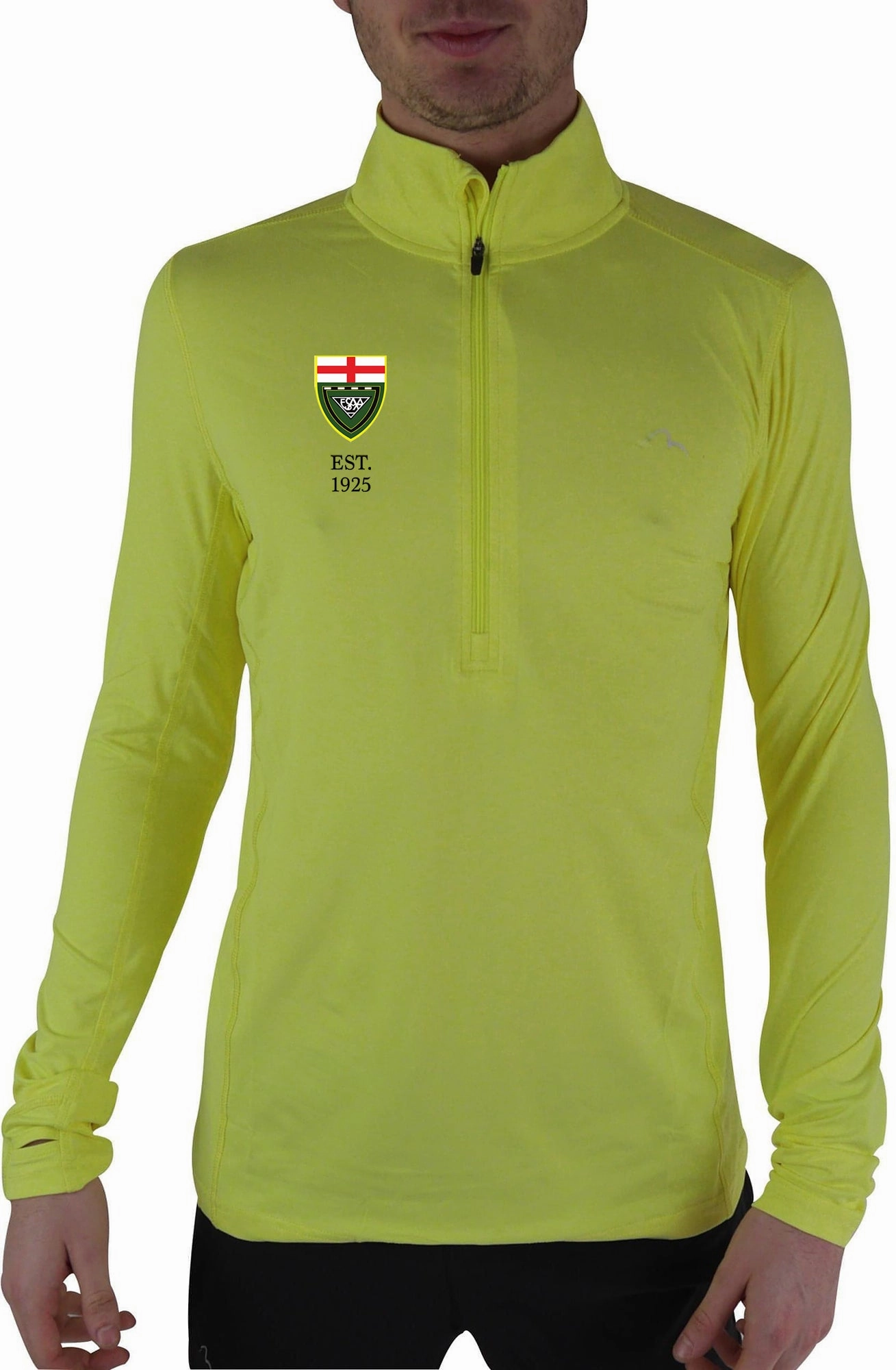 More Mile ESAA Half Zip Long Sleeve Mens Running Top - Yellow Strength training AntiStaticFinish