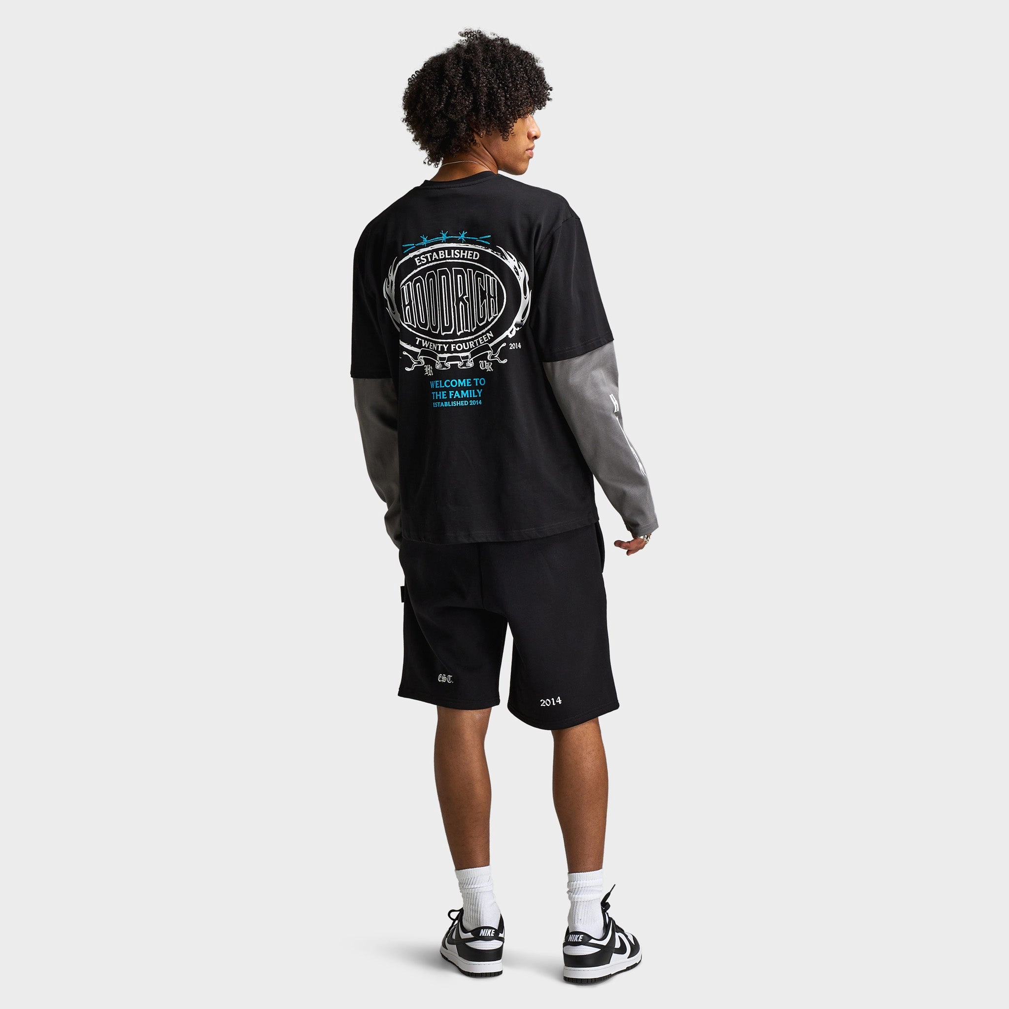 Odor Resistant Treatment Adjustable Hem Tension Hoodrich Noir Oversized Long Sleeve Graphic T-Shirt Black / Lava Smoke - Aquarius