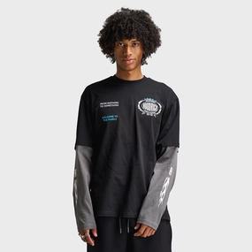 fire - resistance test passed Flex Zone Design Hoodrich Noir Oversized Long Sleeve Graphic T-Shirt Black / Lava Smoke - Aquarius