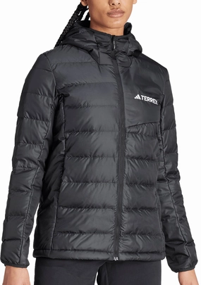 All Day Comfort Elasticized Waist adidas Terrex Multi Light Hooded Womens Down Jacket - Black