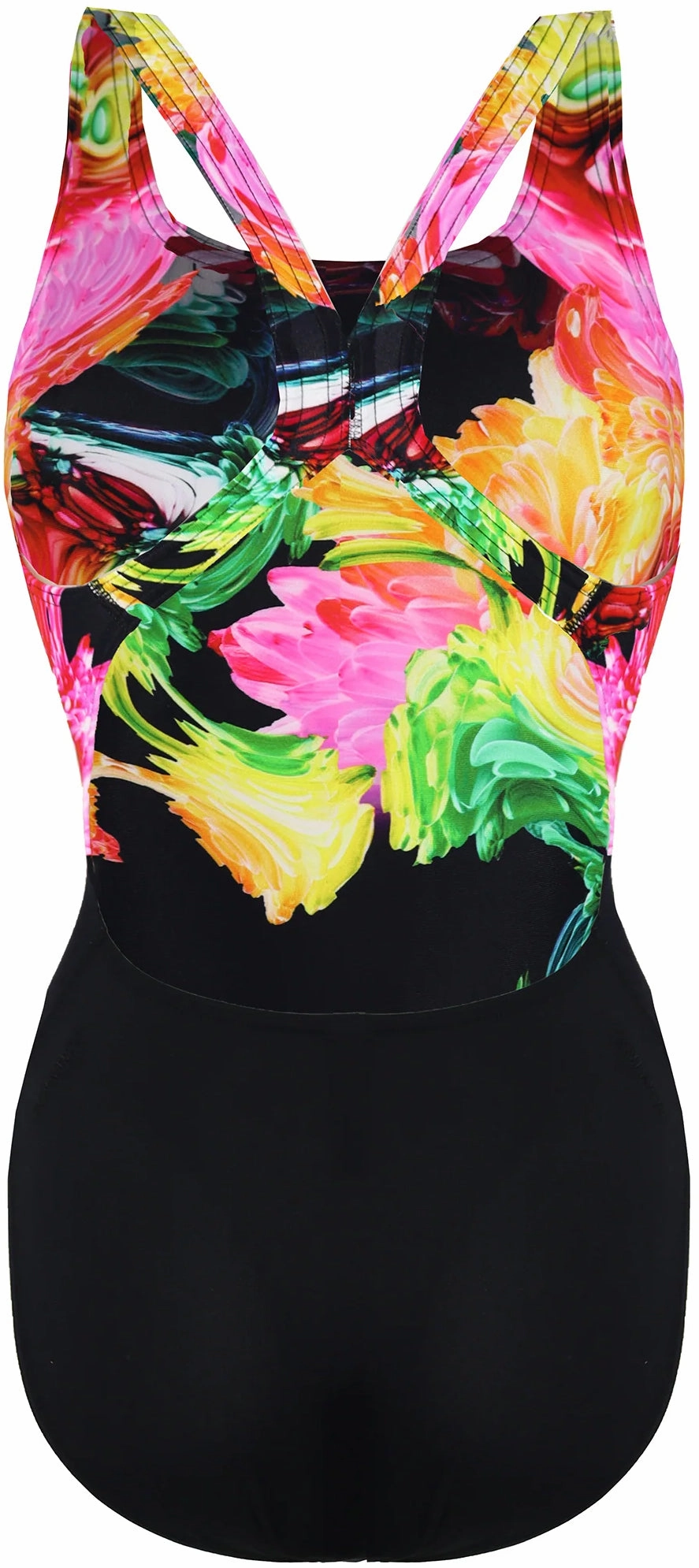 Abrasion Resistant Binding Tape Speedo ColourBlend Placement Digital Powerback Womens Swimsuit - Black