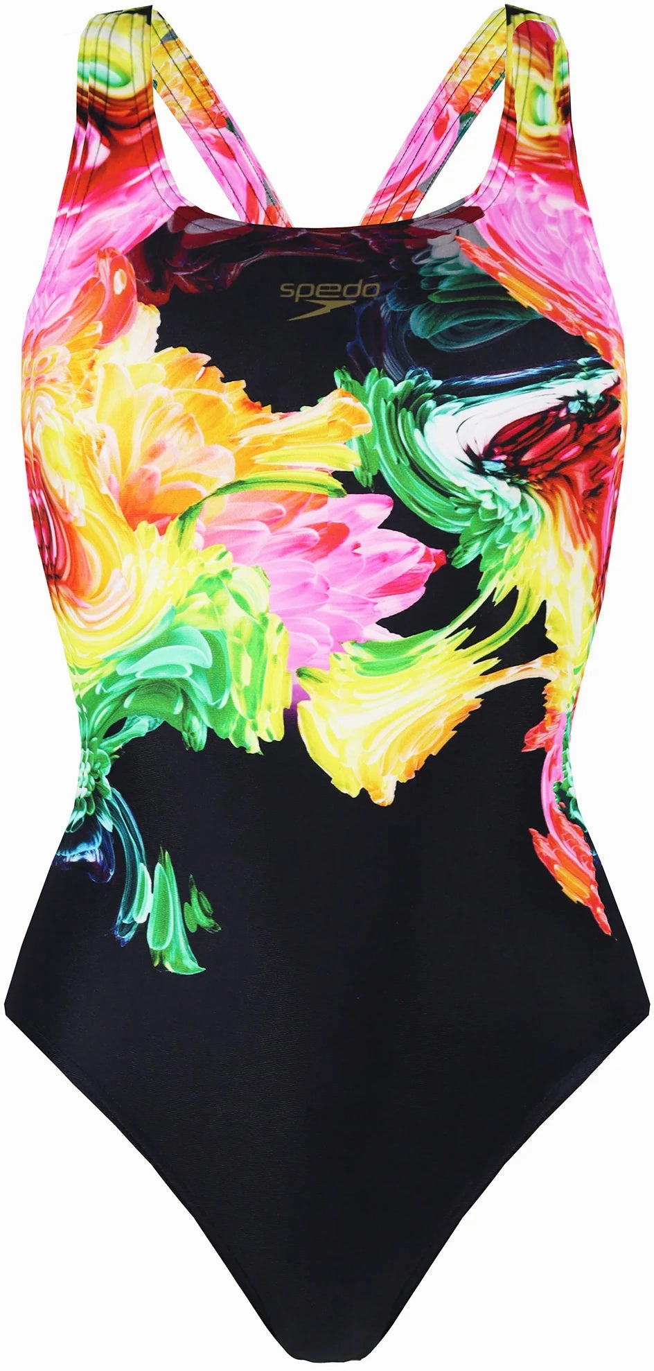 Speedo ColourBlend Placement Digital Powerback Womens Swimsuit - Black mesh ventilation