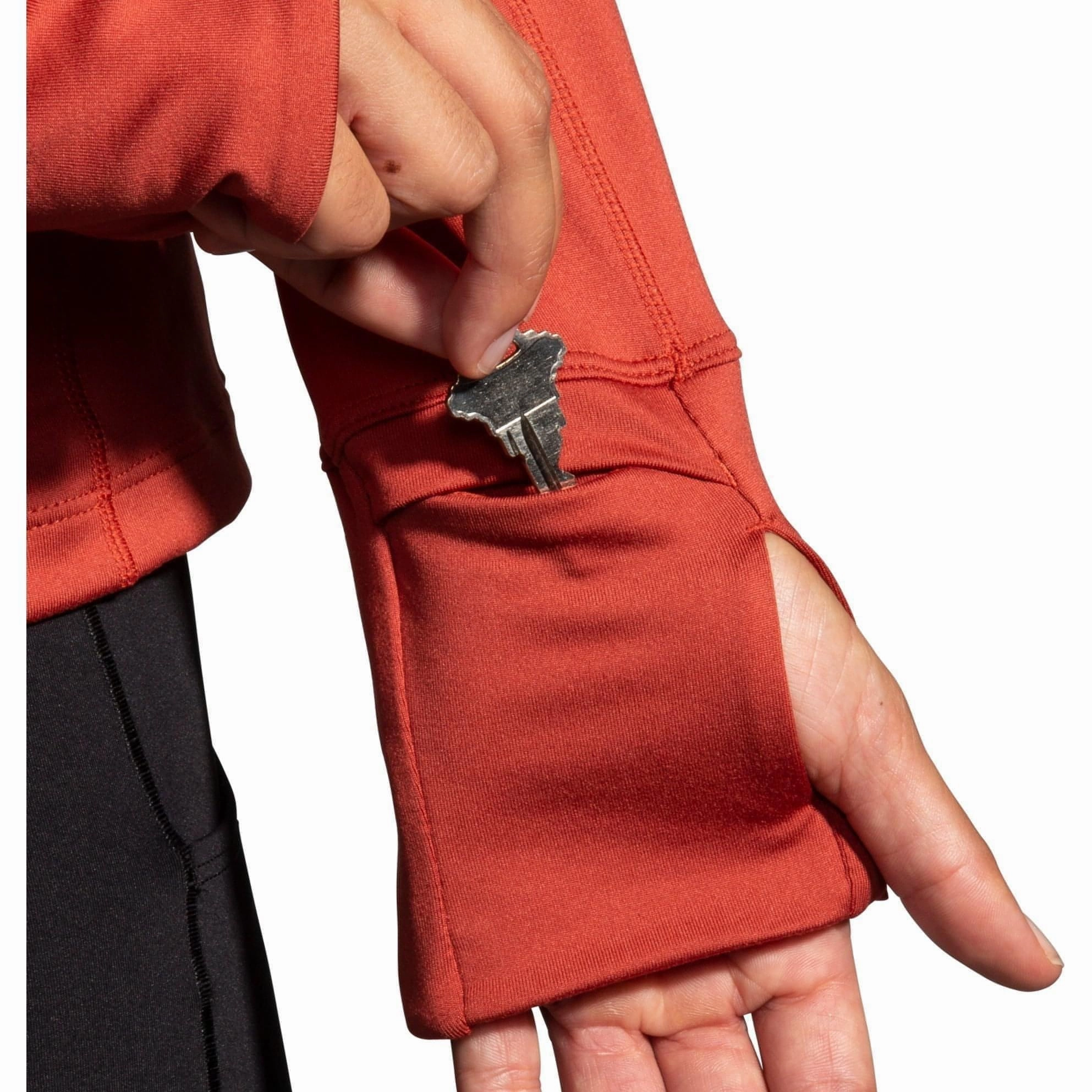 Brooks Dash Half Zip Long Sleeve Womens Running Top - Red Classroom
