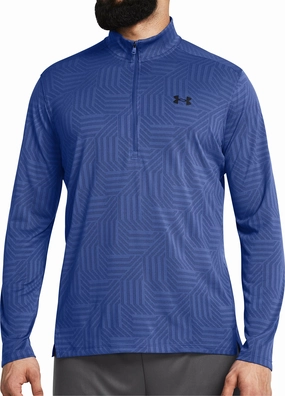 Under Armour Tech Vent Geotessa Half Zip Long Sleeve Mens Running Top - Blue Earth related