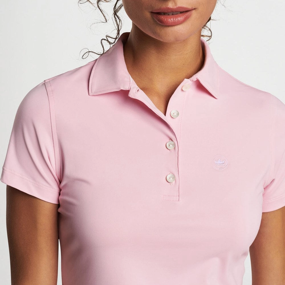 Peter Millar Women's Performance Stretch Jersey Golf Shirt - Palmer Pink Summer Office FadeResistant Dye