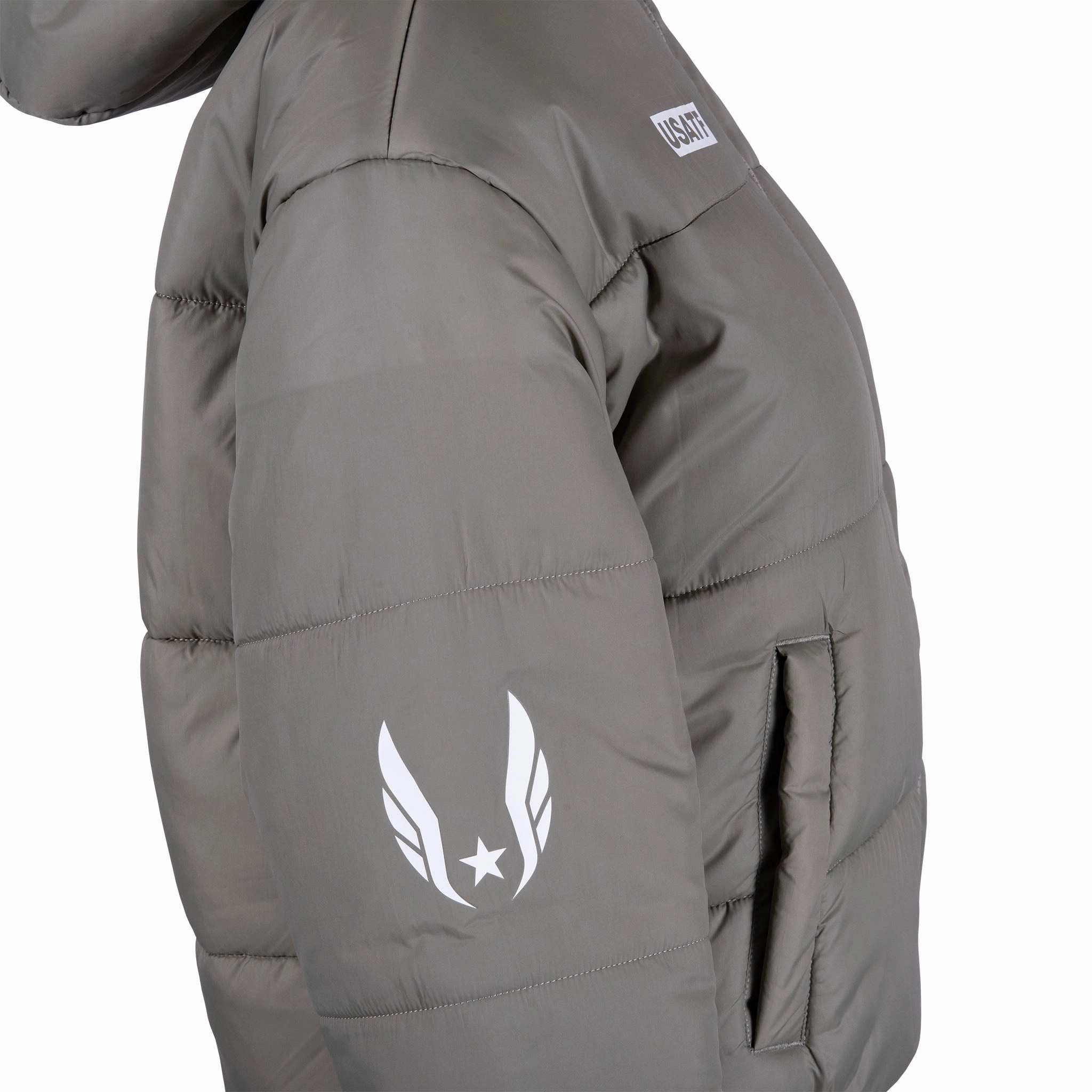 Soft Shell Material Flexible Elasticity Nike USATF Women's Puffer Hooded Jacket
