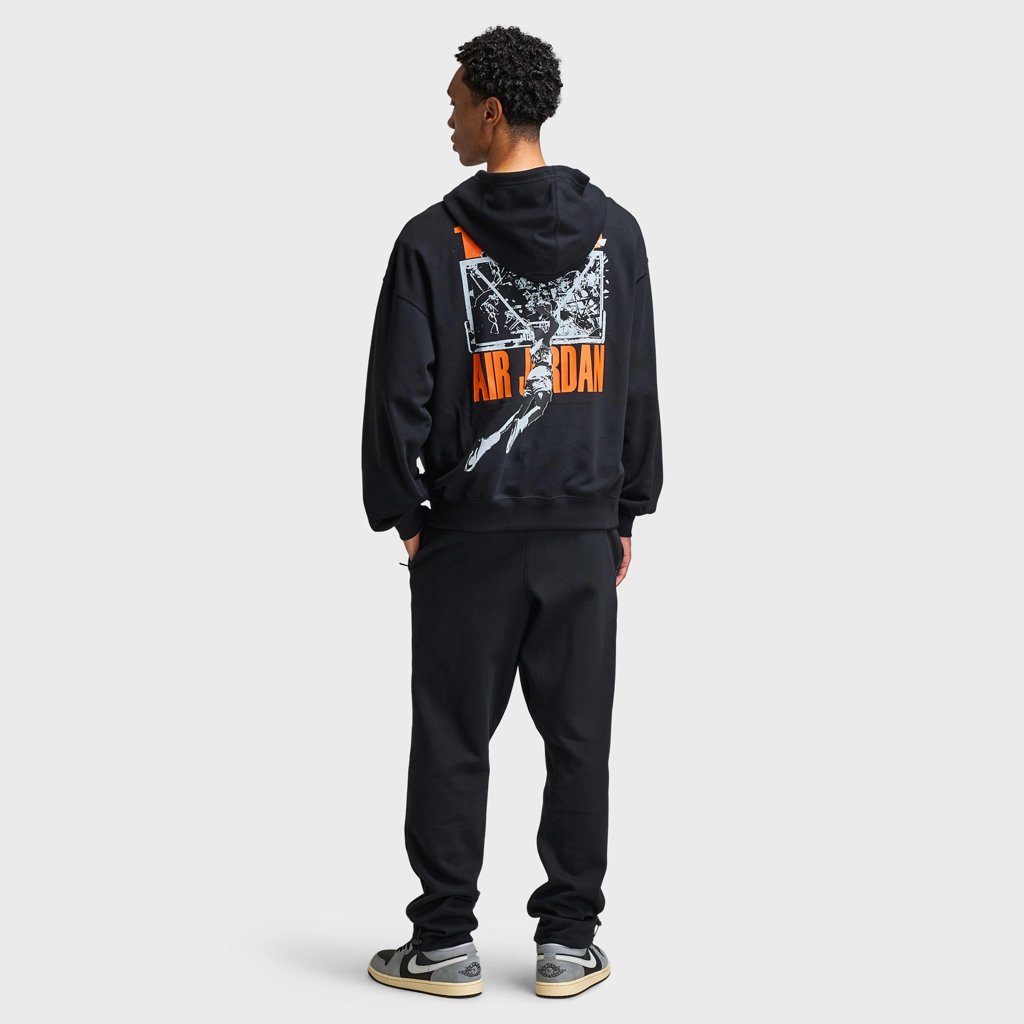 Jordan Brooklyn Men's Oversized Pullover Hoodie Black / Starfish Easy Care Fabric Roll up sleeves
