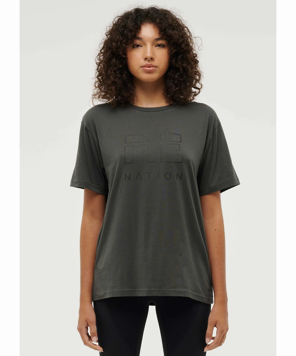 Elastic cuffs Convertible Style P.E Nation Heads Up SS Tee (Dark Shadow)