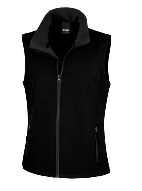 AntiPillingTechnology Green Fit Women's Printable Softshell Bodywarmer | BLACK/BLACK