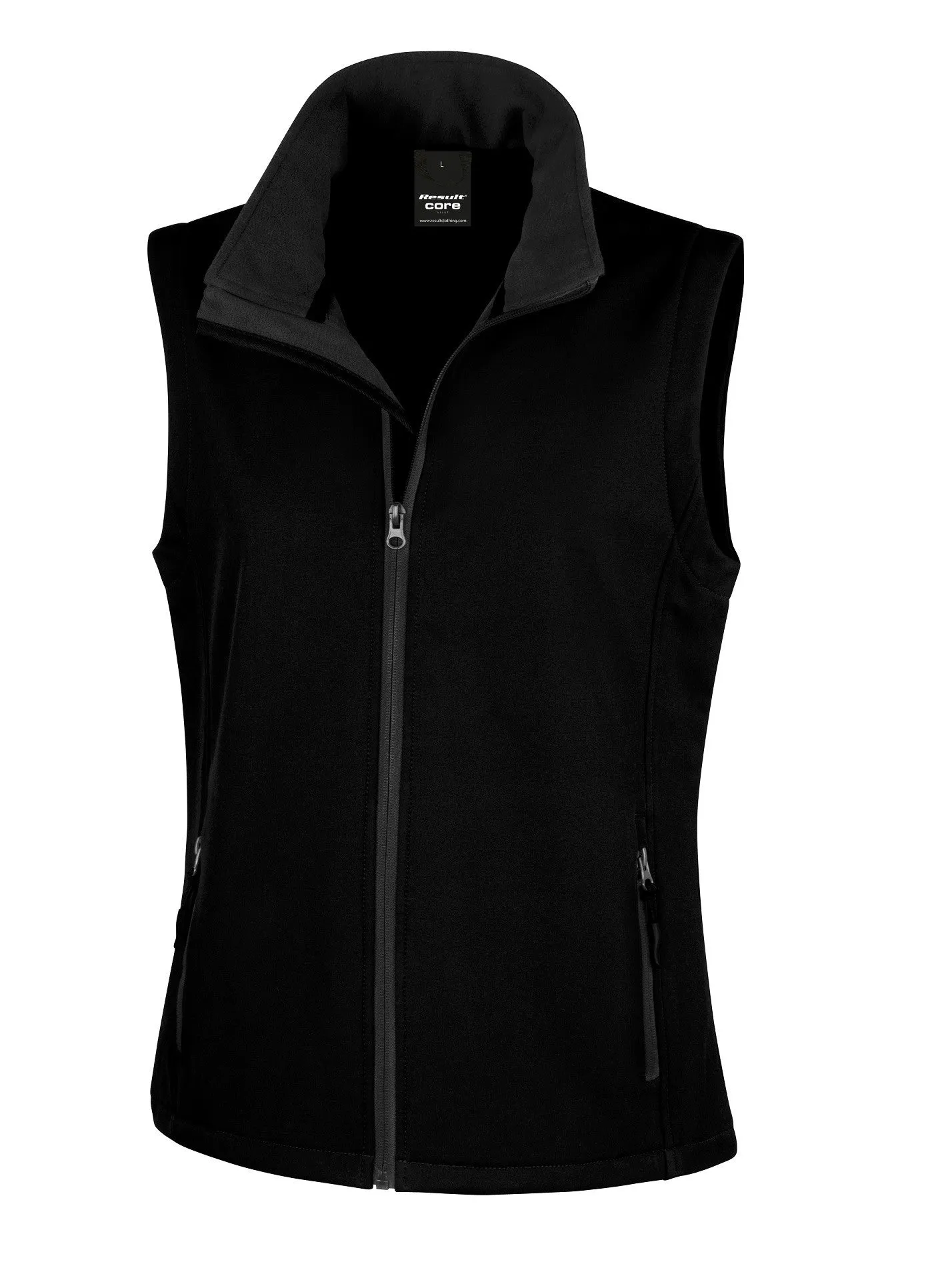 Women's Printable Softshell Bodywarmer | BLACK/BLACK Myth Glow ButterySoftTexture
