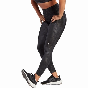 adidas DailyRun Embossed High Rise Womens 7/8 Running Tights - Black Bendable