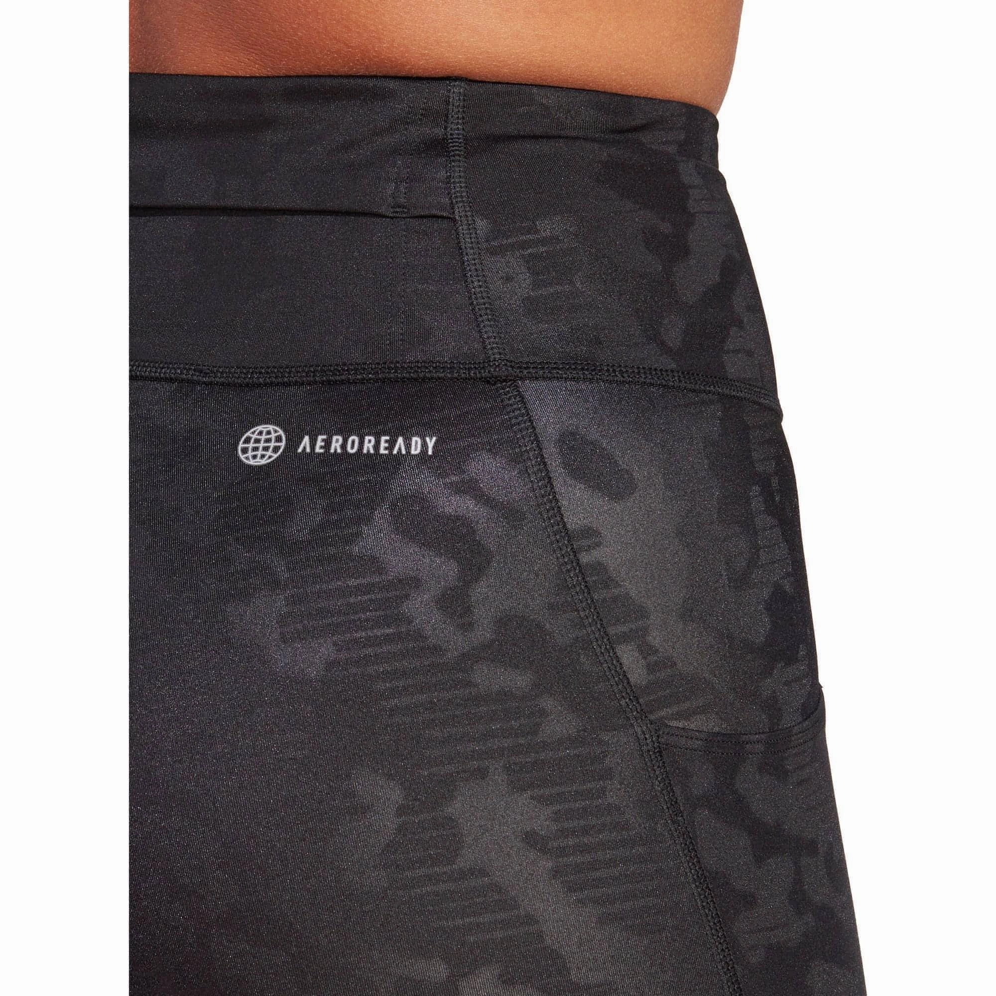 adidas DailyRun Embossed High Rise Womens 7/8 Running Tights - Black Gabardine Pockets-feature