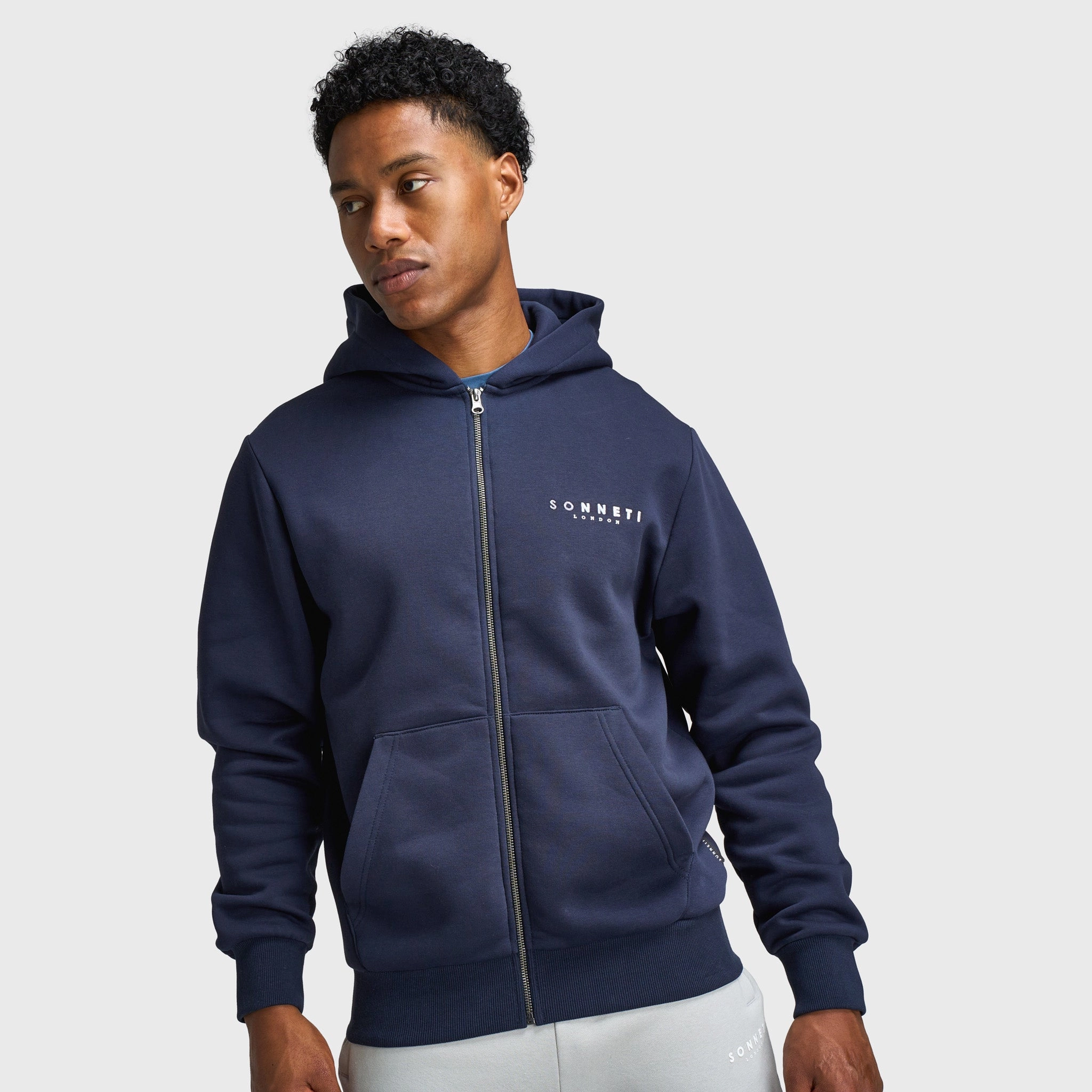Minimalist Style Sonneti Hare Full Zip Hoodie / Blue