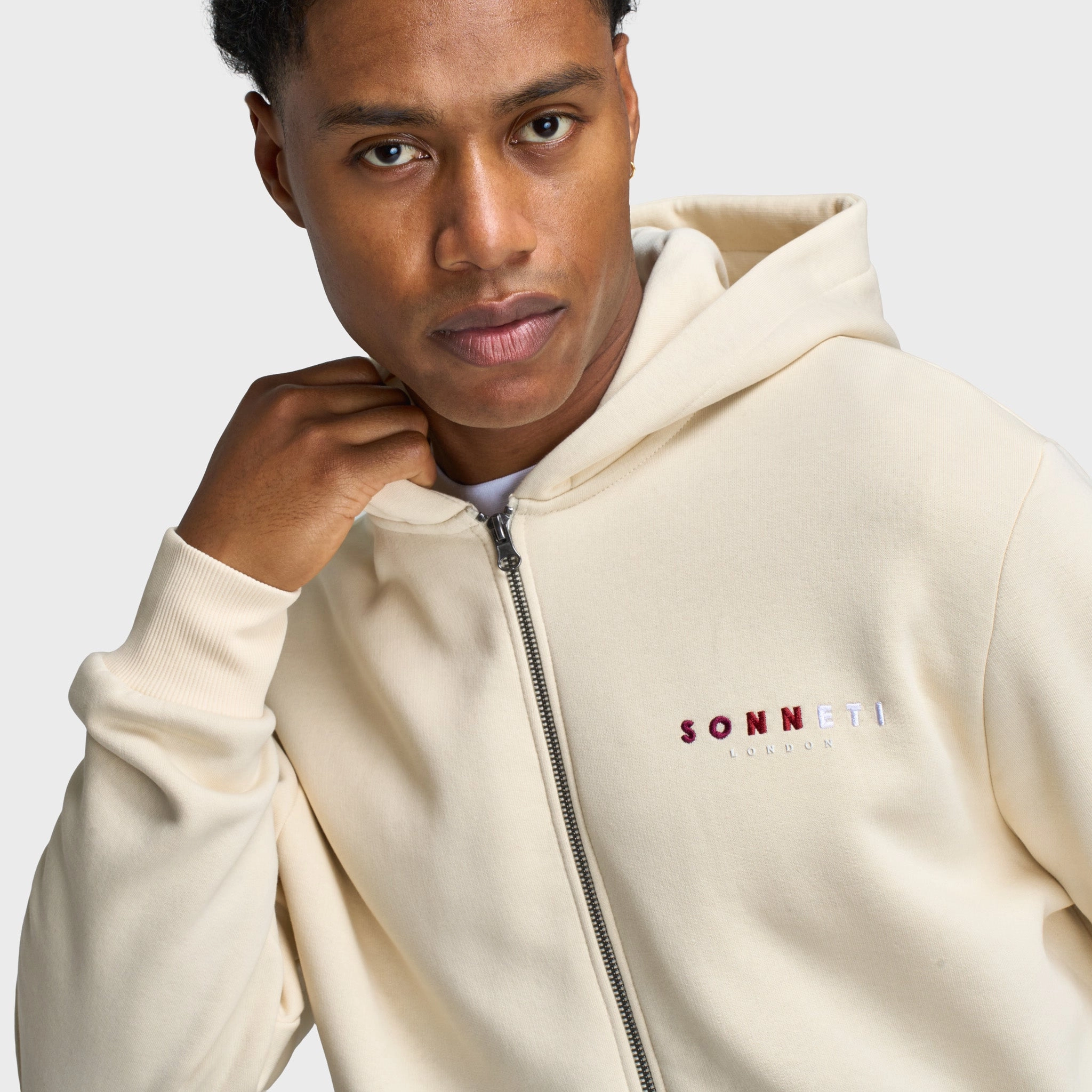 Sonneti Hare Full Zip Hoodie / Cream Modern Functional Design FullLengthZip