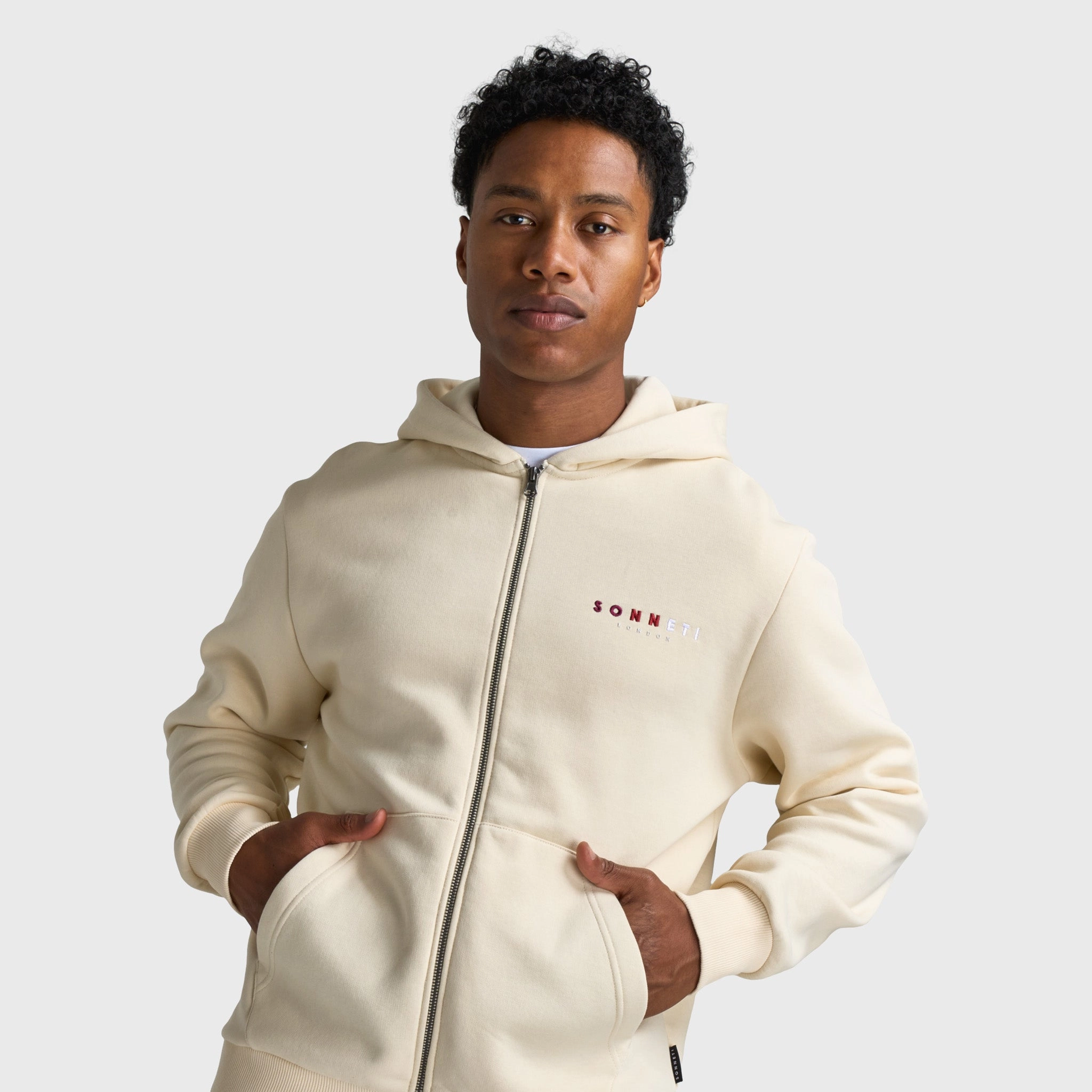 Ergonomic Tailoring Tagless Neckline Design Sonneti Hare Full Zip Hoodie / Cream