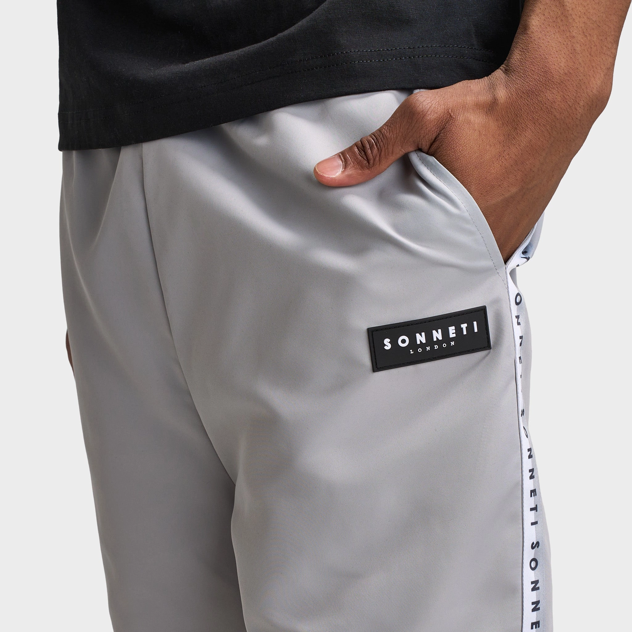 Sonneti Krypt Swim Short / High Rise Tactical Attachment Loops striped shorts