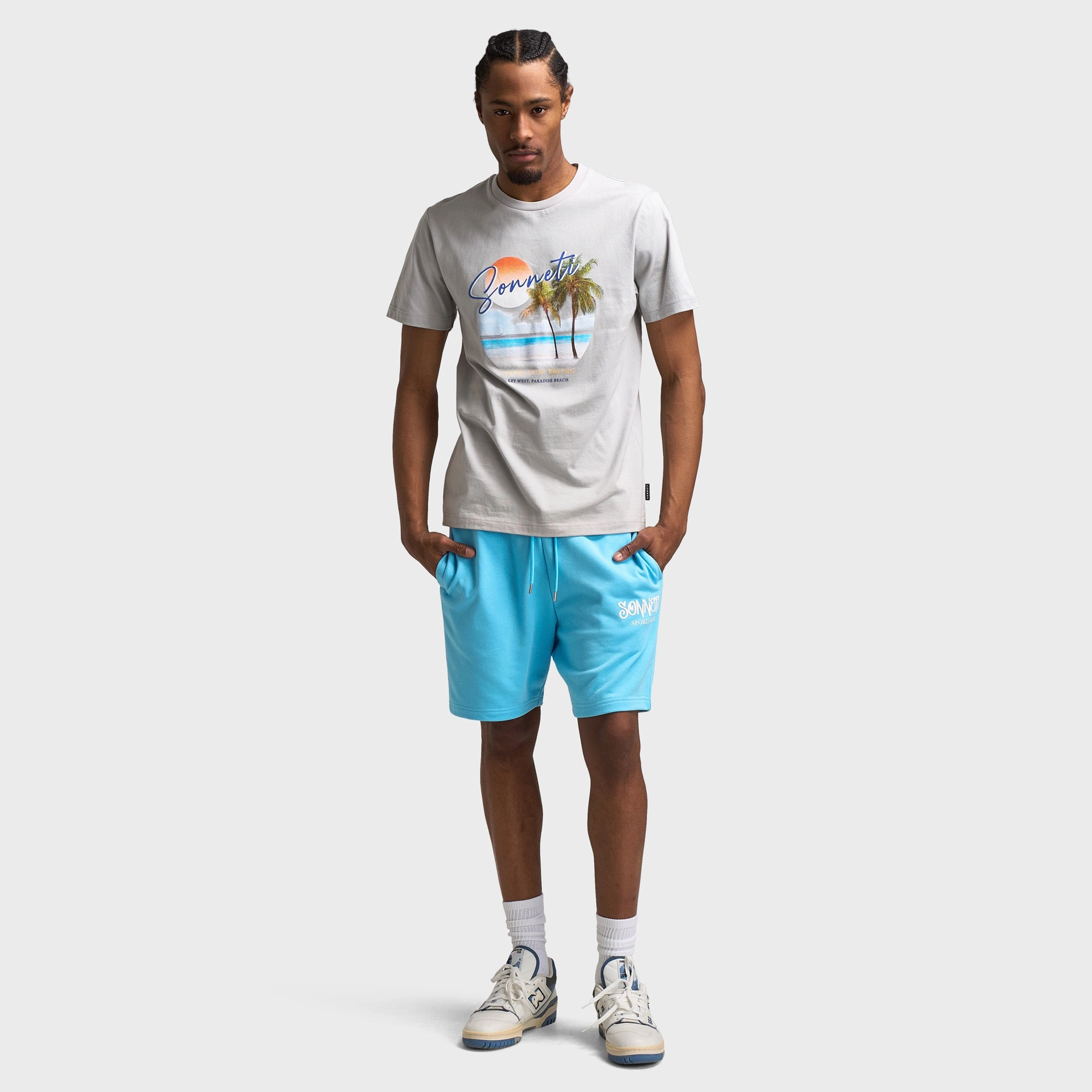 Sonneti Setting Graphic T-Shirt / High Rise poor ventilation Yarn Dyed Fabric