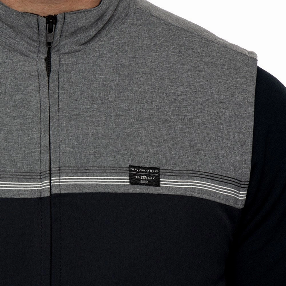 Travis Mathew Pascuales Golf Vest - Heather Grey Pinstripe Multi Pocket Design