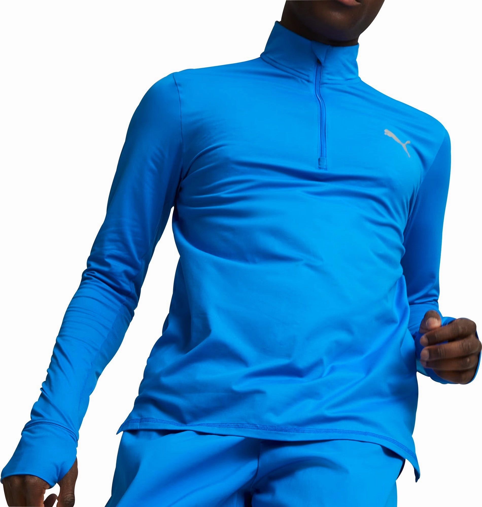Button up style Unique Style Puma Favourite Half Zip Long Sleeve Mens Running Top - Blue
