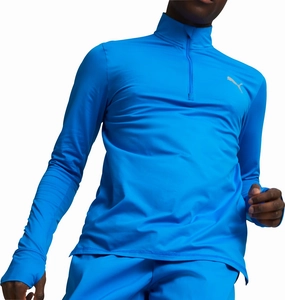 Button up style Unique Style Puma Favourite Half Zip Long Sleeve Mens Running Top - Blue