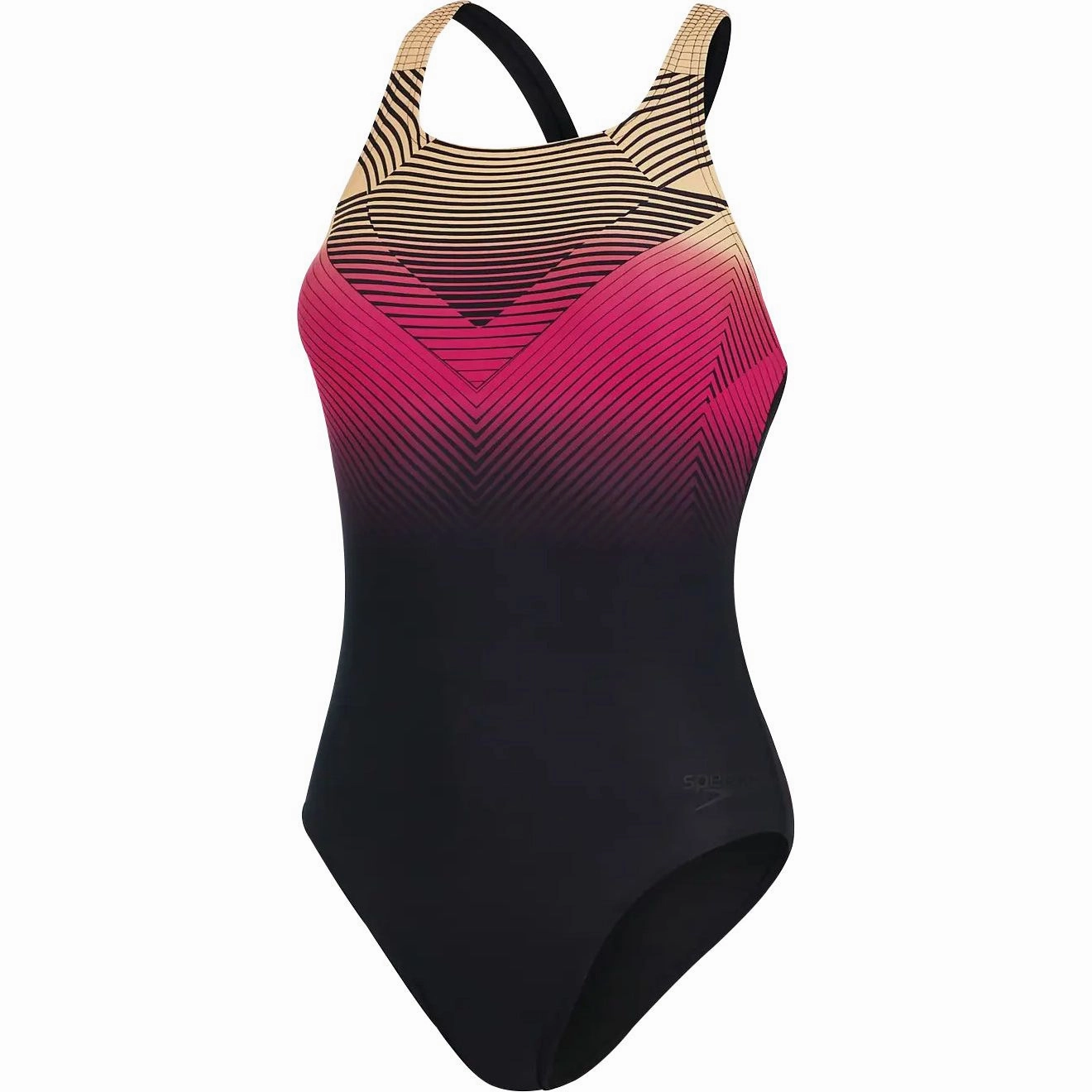 Speedo Digital Placement Medalist Womens Swimsuit - Black Rash Free Lining Breathable mesh