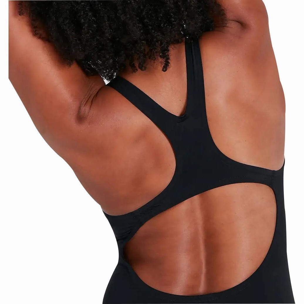 Speedo Digital Placement Medalist Womens Swimsuit - Black Chlorine Resistant Coating Adjustable Drawstring Waist