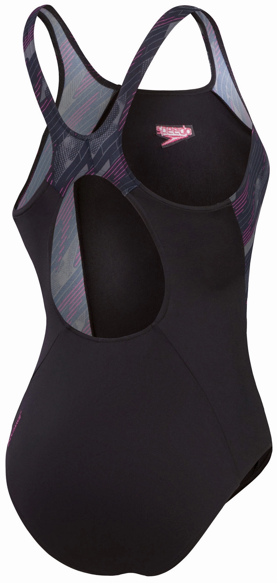 Speedo HyperBoom Splice Muscleback Womens Swimsuit - Black Durable Stretch Fibers