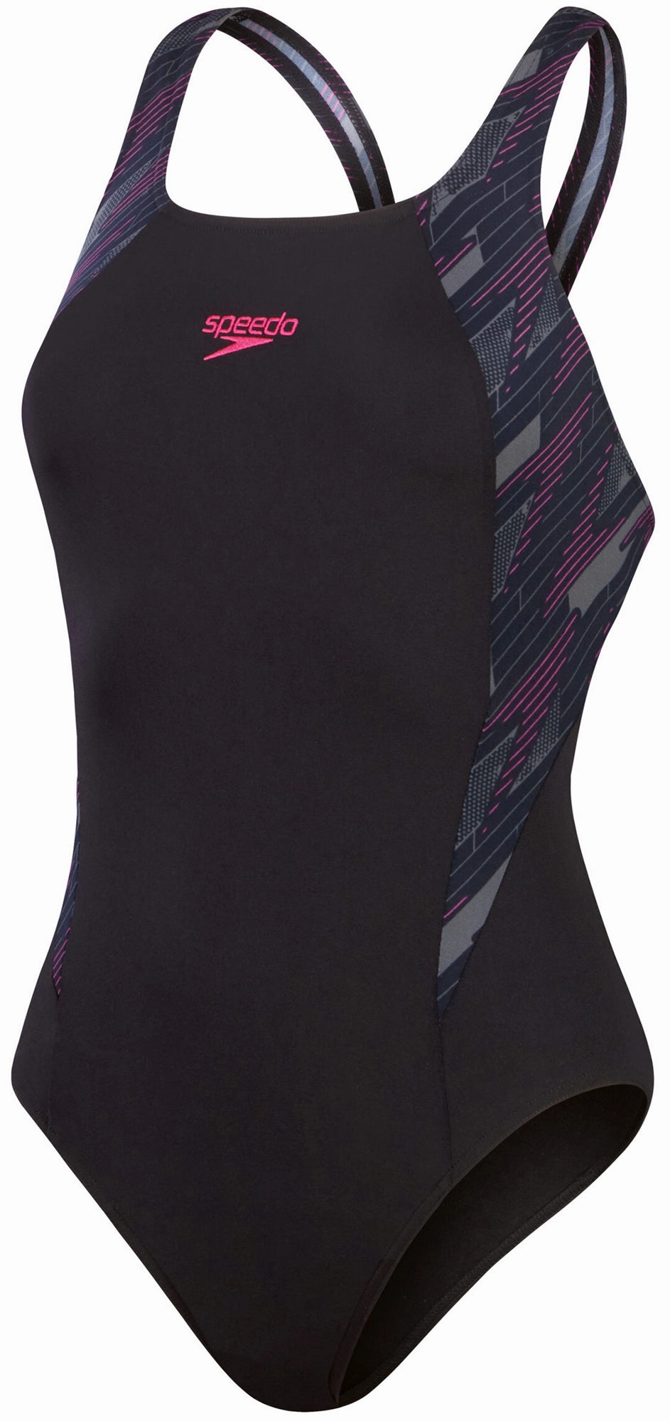Chlorine Resistant Fabric Comfort Flex Lining Speedo HyperBoom Splice Muscleback Womens Swimsuit - Black