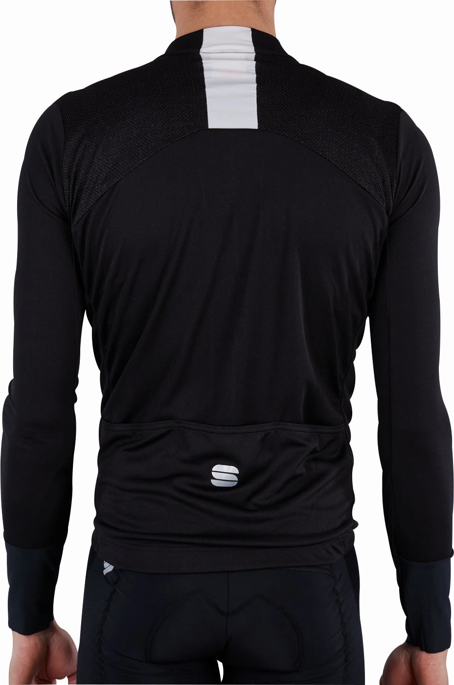 Water Repellent Finish Anti Pilling Treatment Sportful Strike Long Sleeve Mens Cycling Jersey - Black