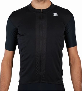 Dark color Ergonomic Tailoring Sportful Strike Short Sleeve Mens Cycling Jersey - Black