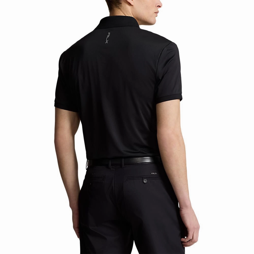 Mesh Lined Back RLX Ralph Lauren Solid Airflow Performance Golf Shirt- Black